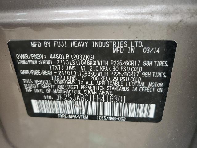 2015 SUBARU FORESTER 2 - JF2SJABC1FH416301