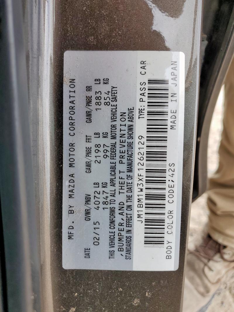 2015 MAZDA 3 GRAND TO JM1BM1W3XF1262129