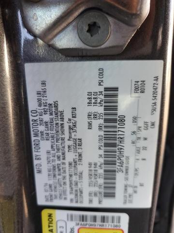 2017 FORD FUSION SE 3FA6P0H97HR171080