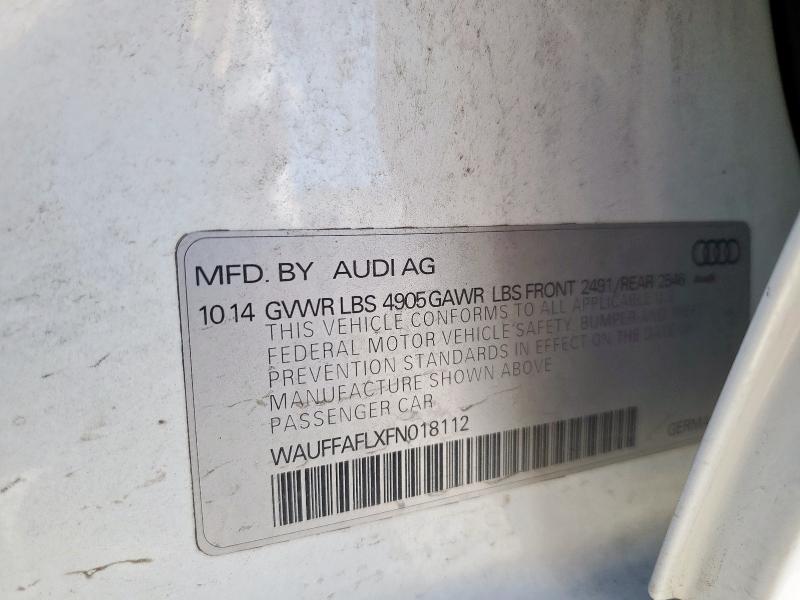 2015 AUDI A4 PREMIUM WAUFFAFLXFN018112