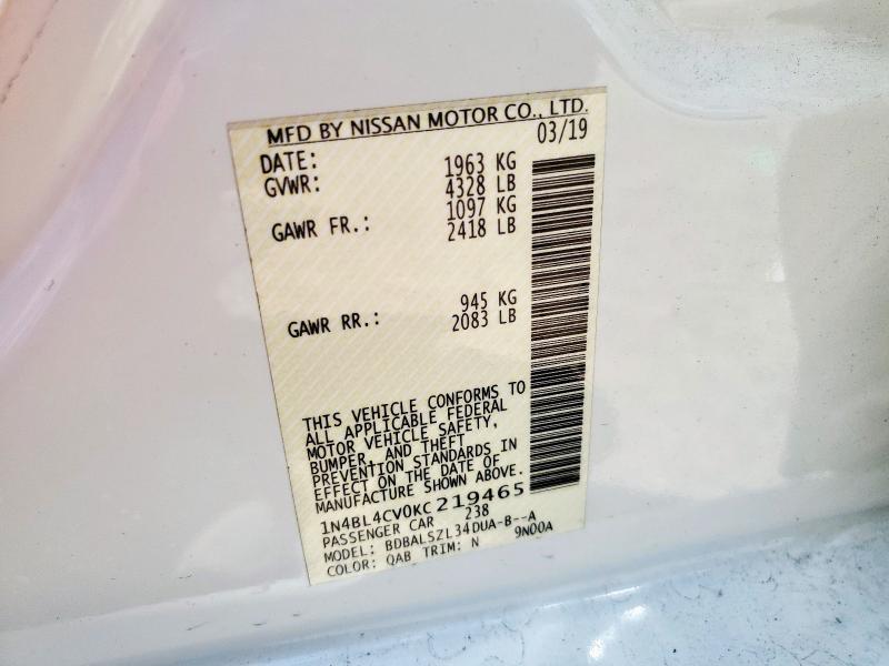 2019 NISSAN ALTIMA - 1N4BL4CV0KC219465