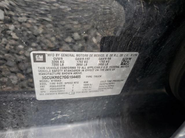 2016 CHEVROLET SILVERADO - 3GCUKREC7GG194485