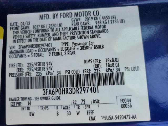 2013 FORD FUSION SE - 3FA6P0HR3DR297401