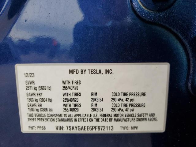 2023 TESLA MODEL Y 7SAYGAEE6PF972113