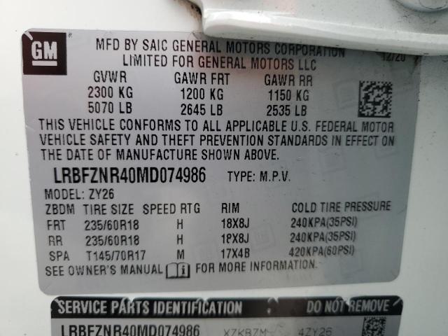 2021 BUICK ENVISION E LRBFZNR40MD074986