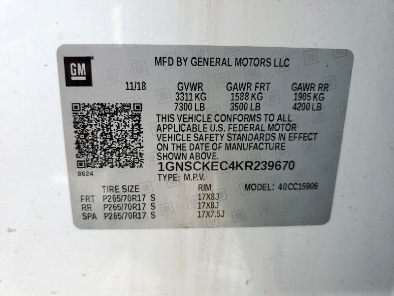 2019 CHEVROLET SUBURBAN C 1GNSCKEC4KR239670