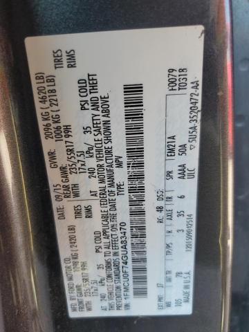 2016 FORD ESCAPE S 1FMCU0F74GUA83470