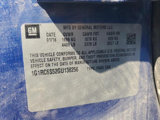 2016 CHEVROLET VOLT LT 1G1RC6S52GU138256