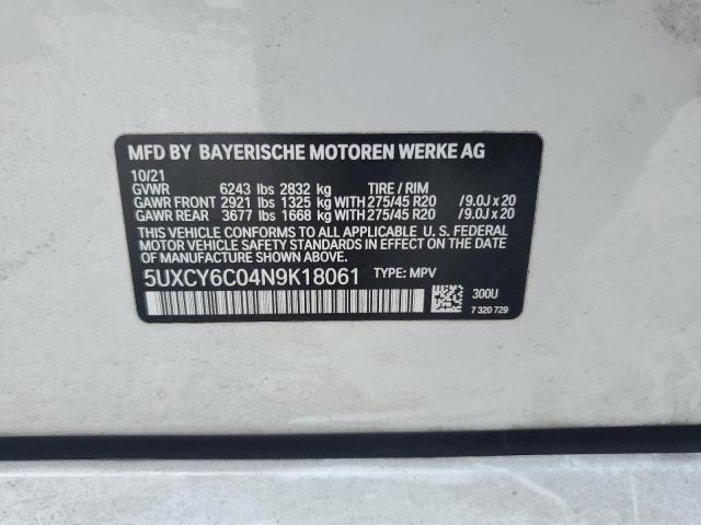 2022 BMW X6 XDRIVE4 5UXCY6C04N9K18061