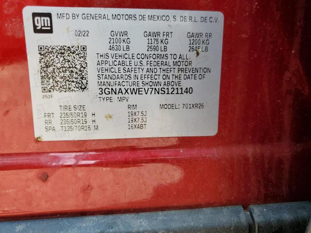 2022 CHEVROLET EQUINOX RS 3GNAXWEV7NS121140