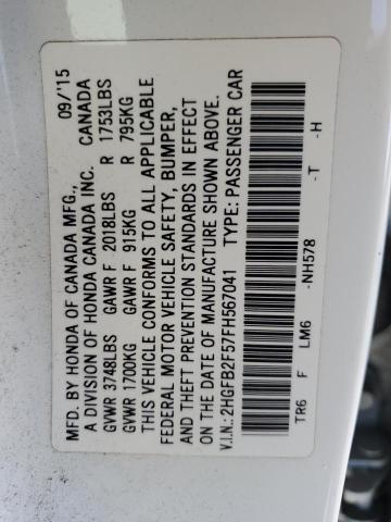 2015 HONDA CIVIC LX 2HGFB2F57FH567041