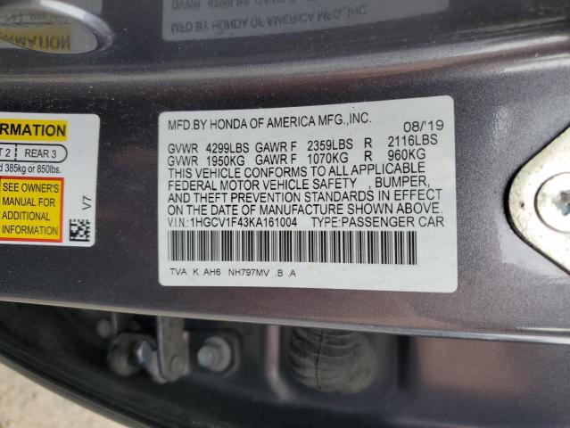2019 HONDA ACCORD EX 1HGCV1F43KA161004