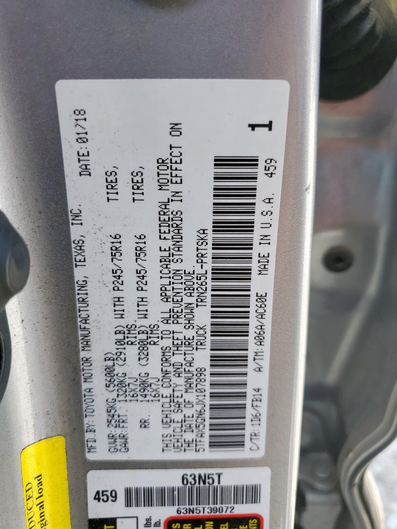 2018 TOYOTA TACOMA DOU - 5TFAX5GN6JX107898