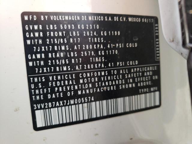 2018 VOLKSWAGEN TIGUAN SE 3VV2B7AX7JM005574