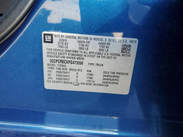 2015 CHEVROLET SILV1500 2 3GCPCRECXFG473096