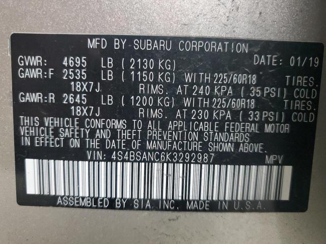 2019 SUBARU OUTBACK 2. 4S4BSANC6K3292987