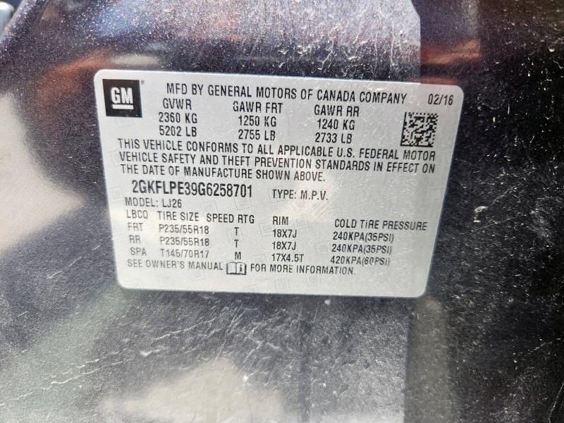 2016 GMC TERRAIN SL 2GKFLPE39G6258701