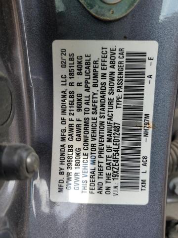 2020 HONDA INSIGHT EX 19XZE4F54LE012487