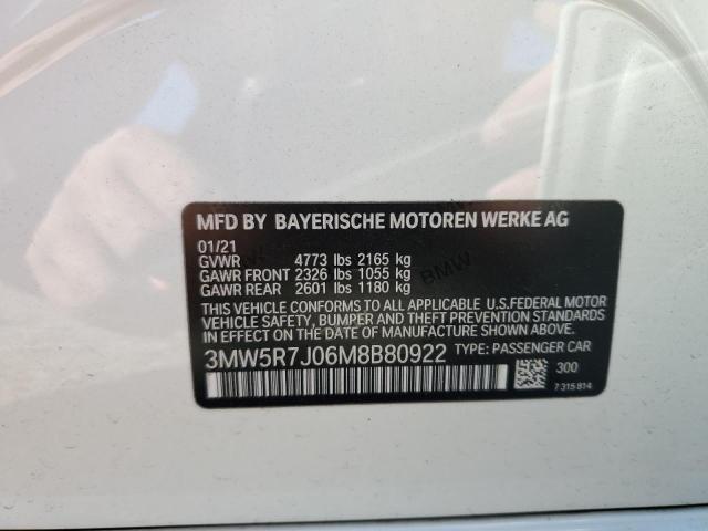 2021 BMW 330XI 3MW5R7J06M8B80922