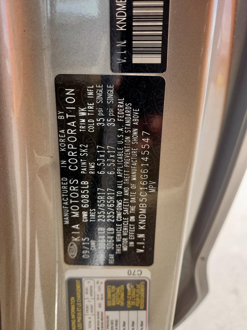 2016 KIA SEDONA LX KNDMB5C16G6145547