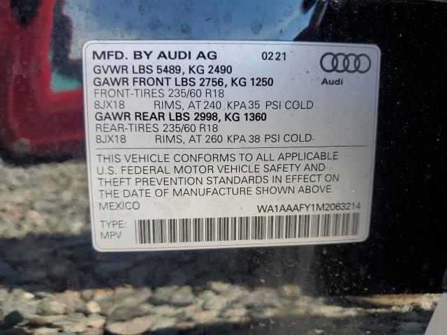 2021 AUDI Q5 PREMIUM WA1AAAFY1M2063214