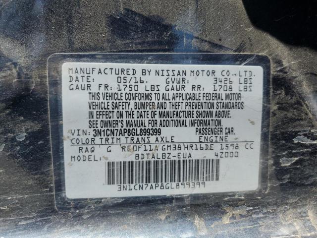 2016 NISSAN VERSA S 3N1CN7AP8GL899399