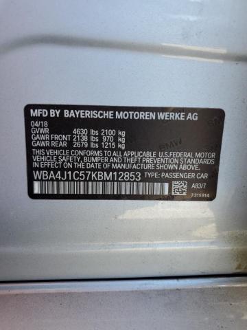 2019 BMW 430I GRAN WBA4J1C57KBM12853