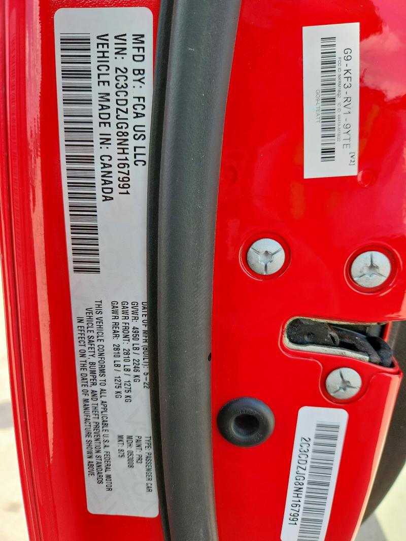 2022 DODGE CHALLENGER 2C3CDZJG8NH167991