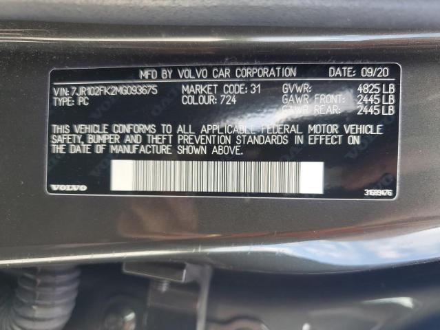 2021 VOLVO S60 T5 MOM 7JR102FK2MG093675