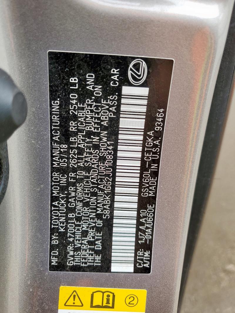 2018 LEXUS ES 350 58ABK1GG2JU108341