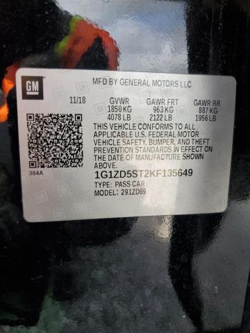 2019 CHEVROLET MALIBU LT - 1G1ZD5ST2KF135649