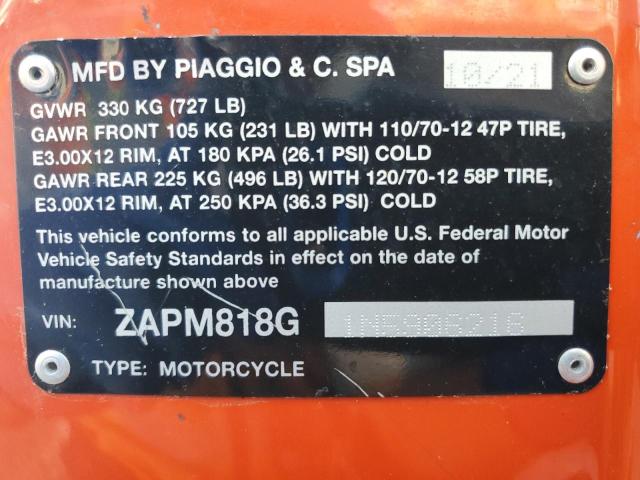 2022 VESPA PRIMAVERA/ ZAPM818G1N5906216