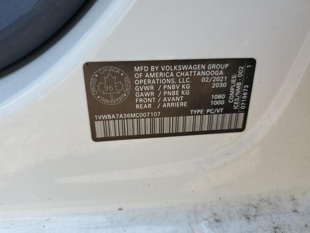 2021 VOLKSWAGEN PASSAT HIG 1VWBA7A36MC007107