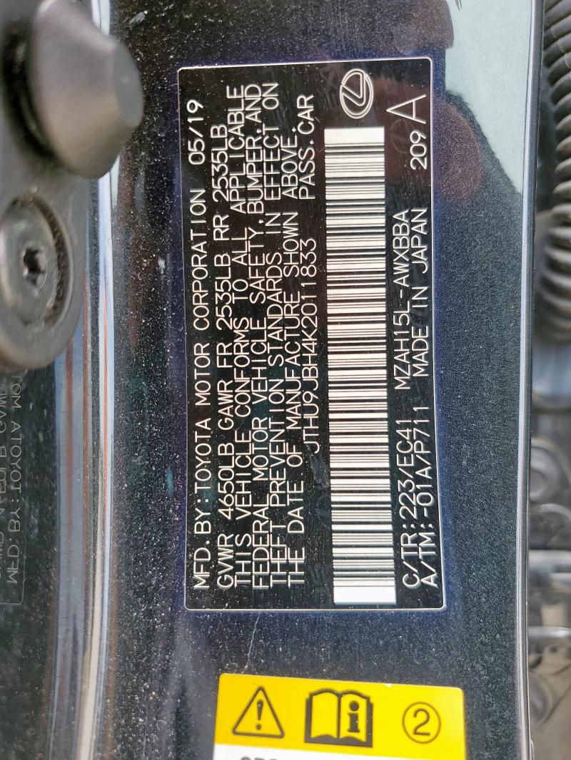 2019 LEXUS UX 250H JTHU9JBH4K2011833