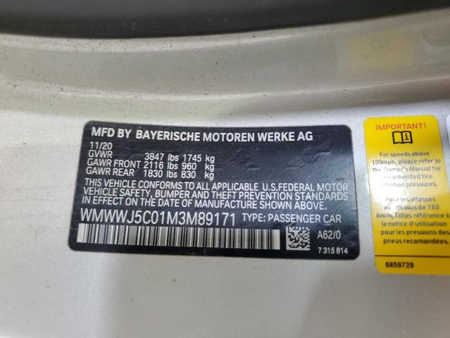 2021 MINI COOPER S WMWWJ5C01M3M89171