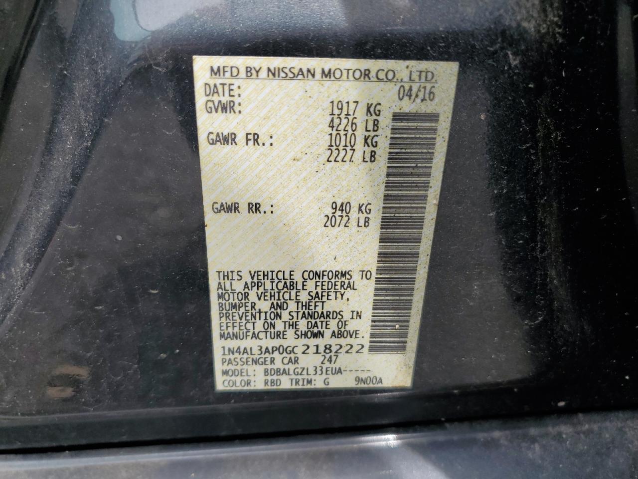 Nissan Altima 2.5 2016