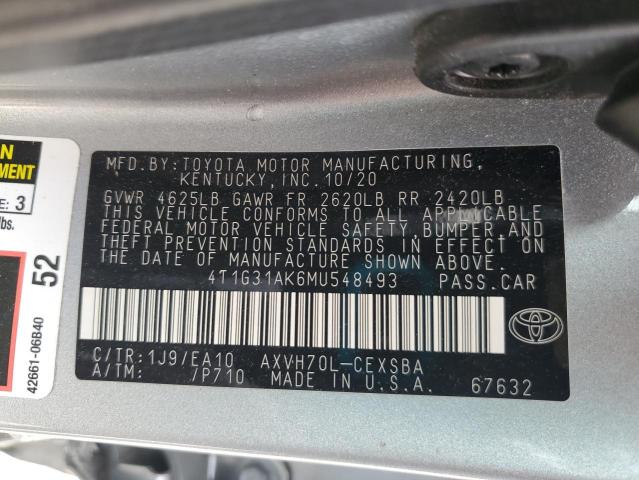 2021 TOYOTA CAMRY SE 4T1G31AK6MU548493