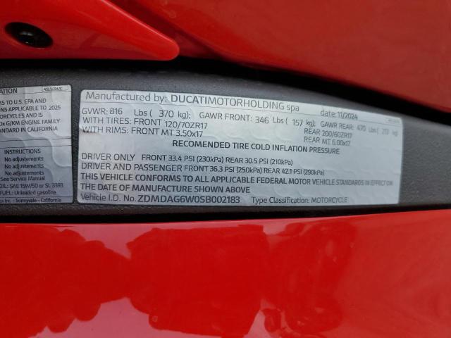 2025 DUCATI PANIGALE V ZDMDAG6W0SB002183