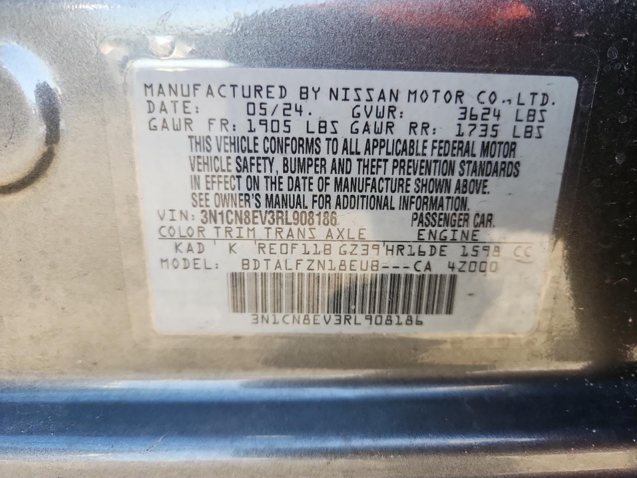 Lot #3230444664 2024 NISSAN VERSA SV