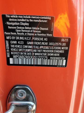 2016 PORSCHE 911 CARRER WP0AB2A93GS122275
