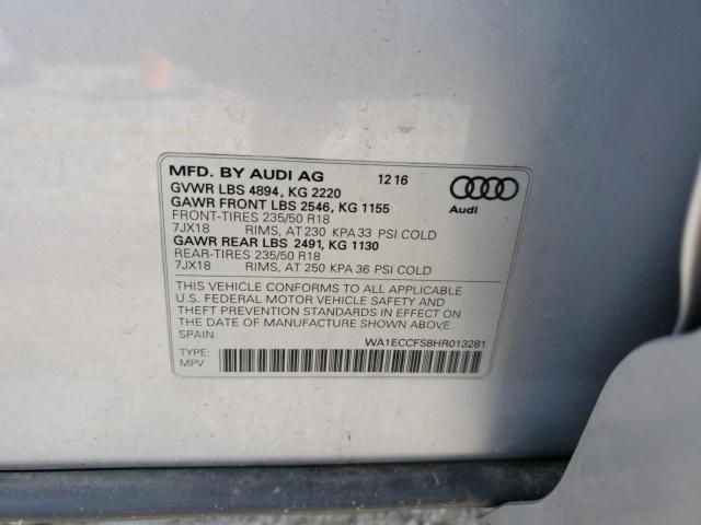 2017 AUDI Q3 PREMIUM WA1ECCFS8HR013281