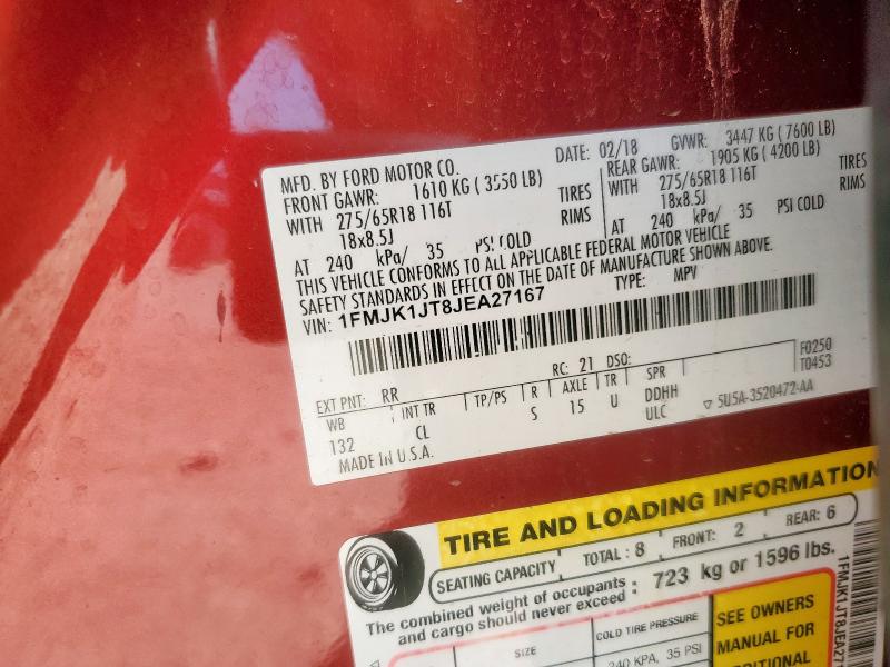 2018 FORD EXPEDITION MAX XLT 1FMJK1JT8JEA27167