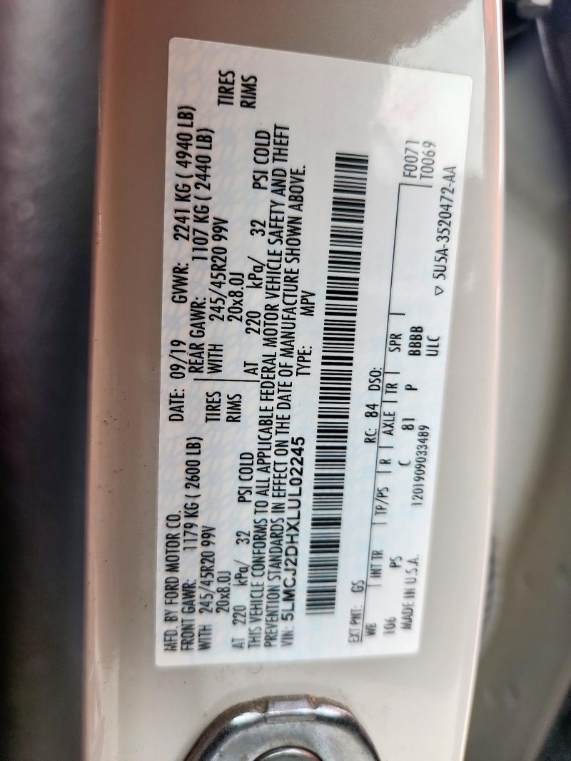 2020 LINCOLN CORSAIR RE 5LMCJ2DHXLUL02245
