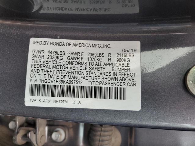 2019 HONDA ACCORD SPO 1HGCV1F39KA097512