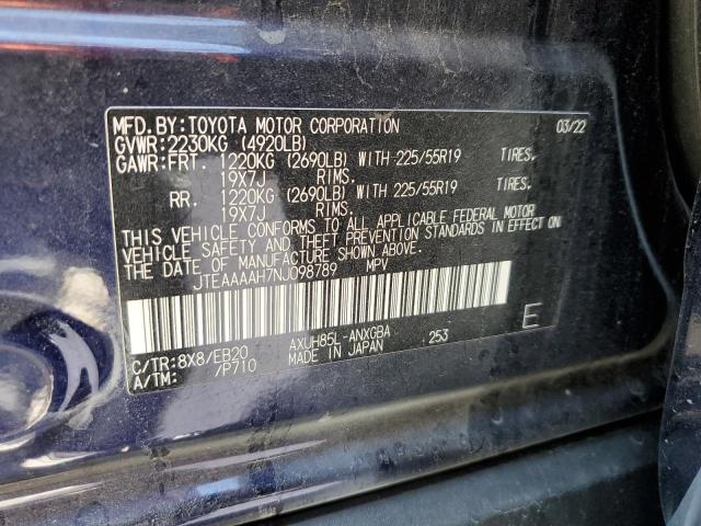 2022 TOYOTA VENZA LE JTEAAAAH7NJ098789
