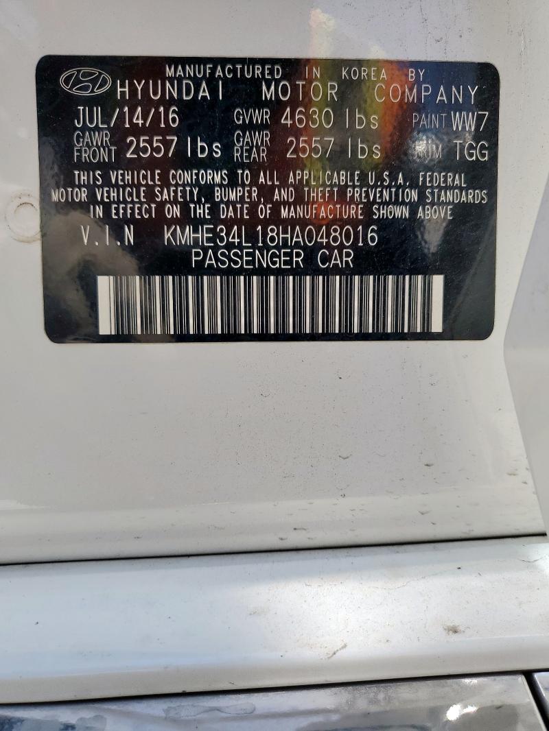 2017 HYUNDAI SONATA HYBRID KMHE34L18HA048016