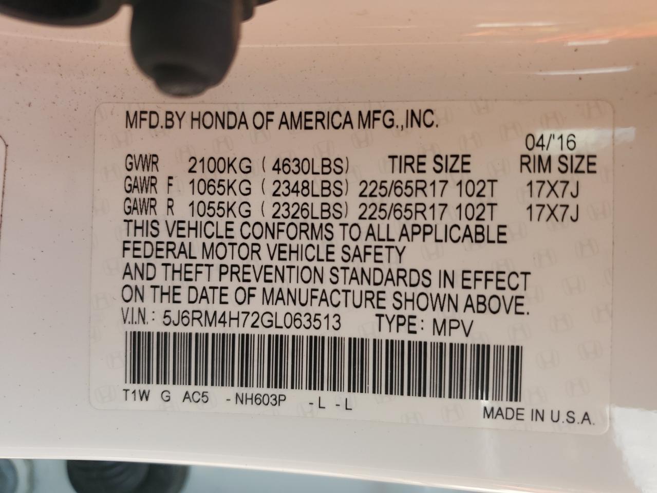Honda Cr-v exl 2016