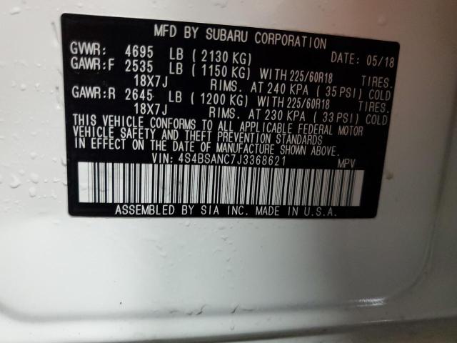 2018 SUBARU OUTBACK 2. 4S4BSANC7J3368621
