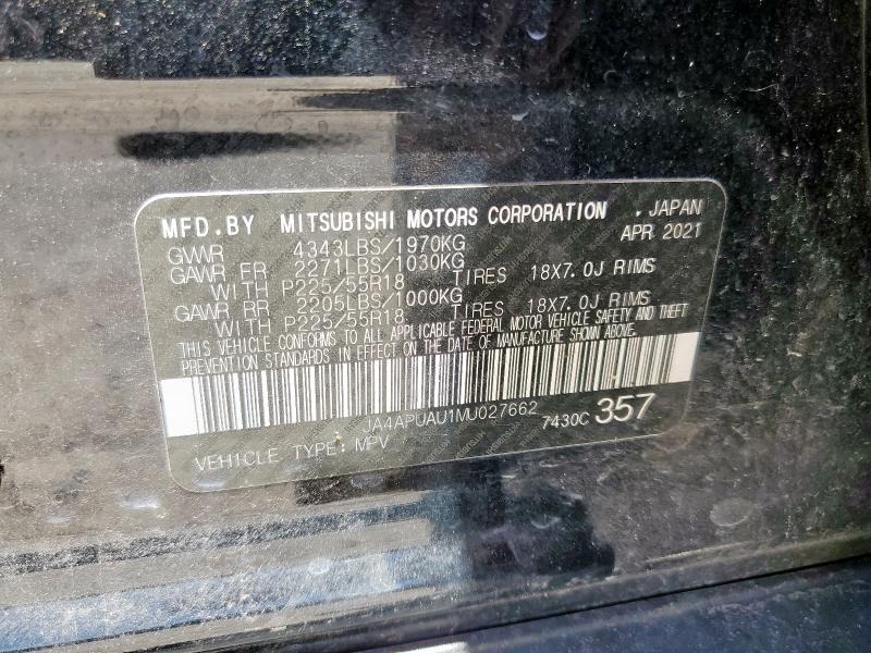 2021 MITSUBISHI OUTLANDER JA4APUAU1MU027662