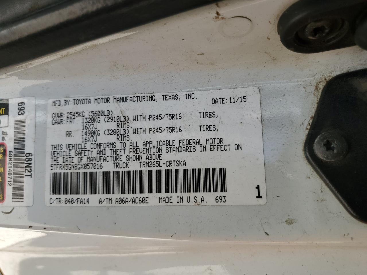 TOYOTA TACOMA ACCESS CAB